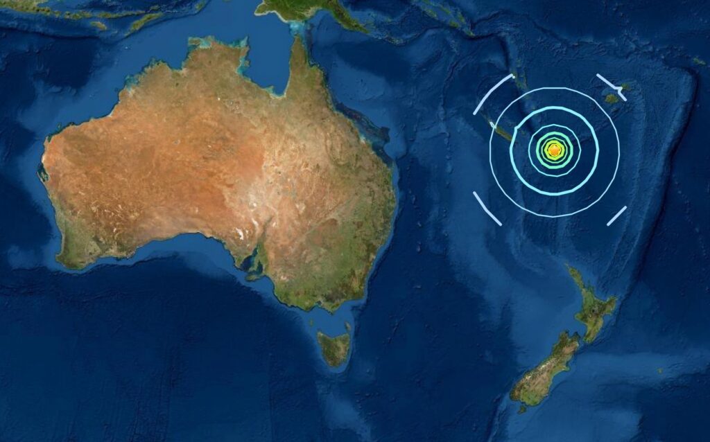 Un terremoto de magnitud 7,7 sacude el Pacífico Sur