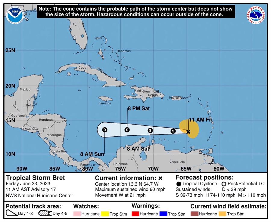 La tormenta Cindy se fortalece rumbo a las Antillas Menores