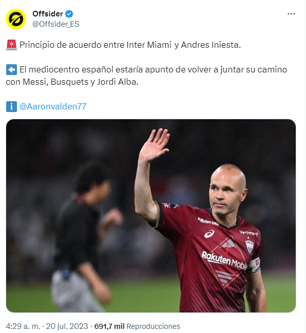 Inter Miami estaría negociando para fichar a Andrés Iniesta