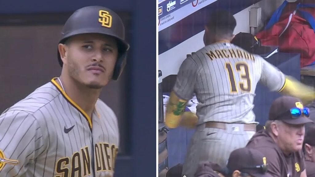 Manny Machado destroza hielera en el dugout de los Padres